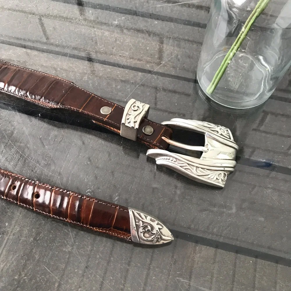 Onyx Men’s Brown Crocodile Western Belt Size 28